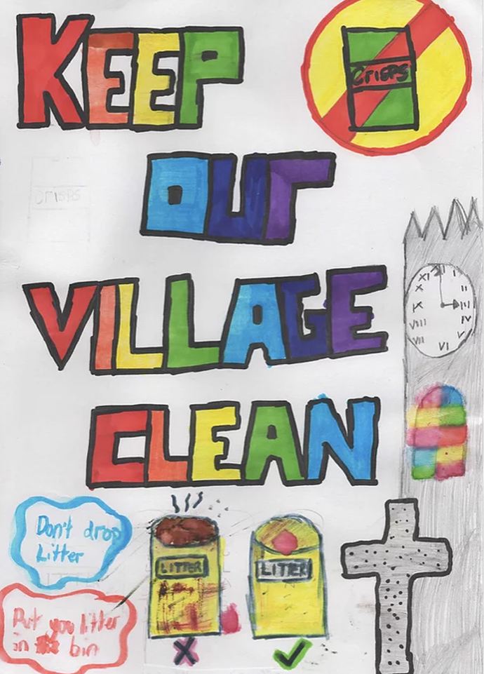 Jazzie D winning poster - keep our village clean