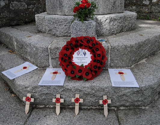 Poppy wreath on the war memorial